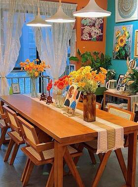 白蜡木大板桌子莫比恩餐一体客学厅大长书桌工台实作83358木桌书