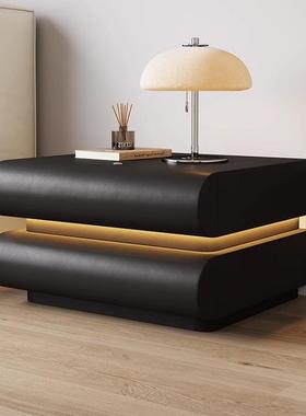 新款卧家用网红奶油极风白色室床头柜皮质TFO简室实木床卧边收纳