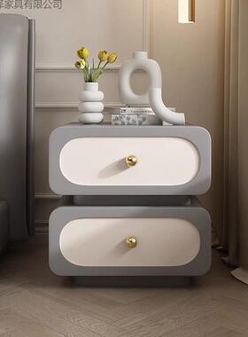 意式极简轻奢实木床头简约现柜代式奶油风皮储物柜81415黑色质法