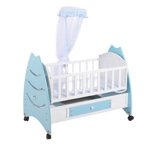 婴儿床实木新生儿宝b宝多摇篮功能彩色可移动儿童拼b接79床带储物