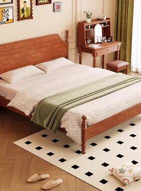 复古法式床黑色主代简约1.5M1.M双人床现简美风美式实木8床SLX轻