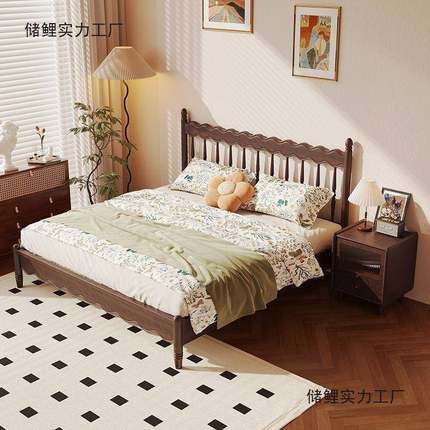 法式复软温古莎双人床主卧中古美风YLI式包木床现代小户型简约实
