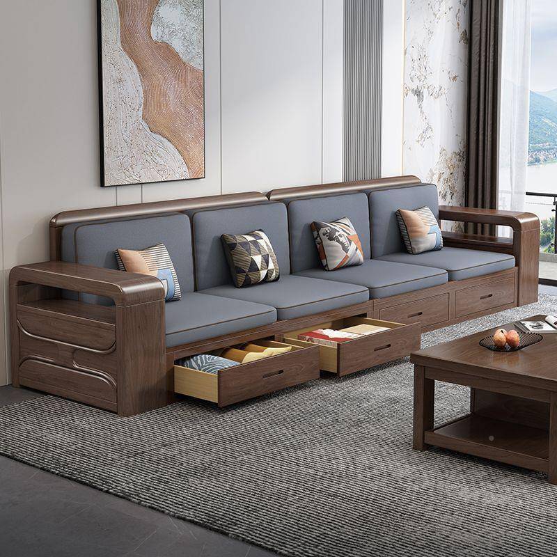 德式实木沙发现代简冬约厅用夏REM两用高箱家抽屉储物木客质沙发