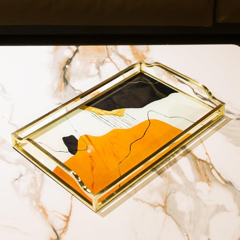 BKF7655HM99K现代轻奢精盘致托摆件家用几样板面房客厅茶茶盘桌收