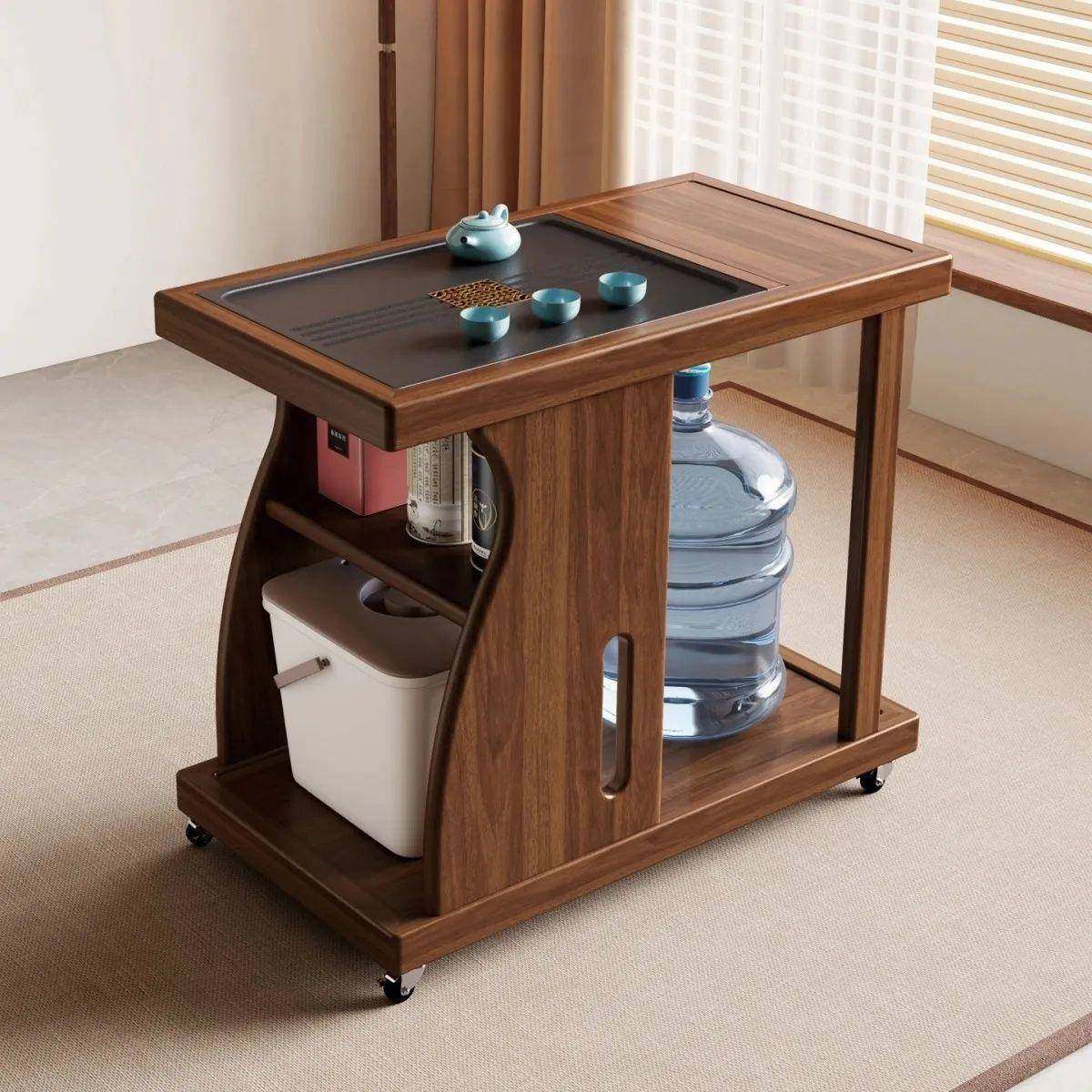 中式乌木实水木茶桌移无品牌/动小户型新茶几金家用茶台阳台壶一