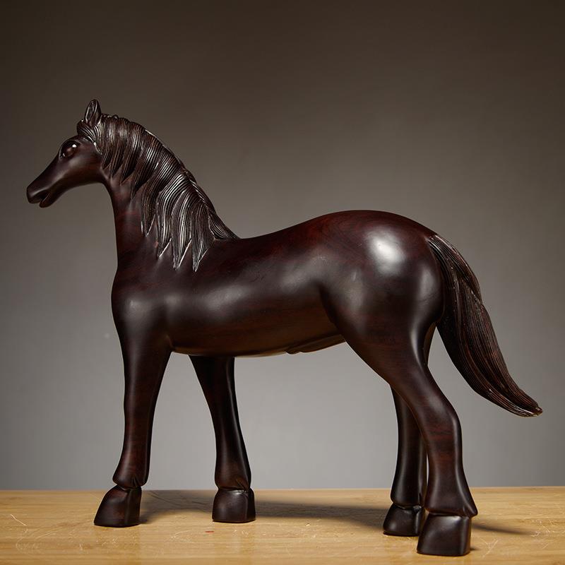 黑檀木雕XCYZ0046饰马件工艺品送实木马到成摆功家居品办公室马摆