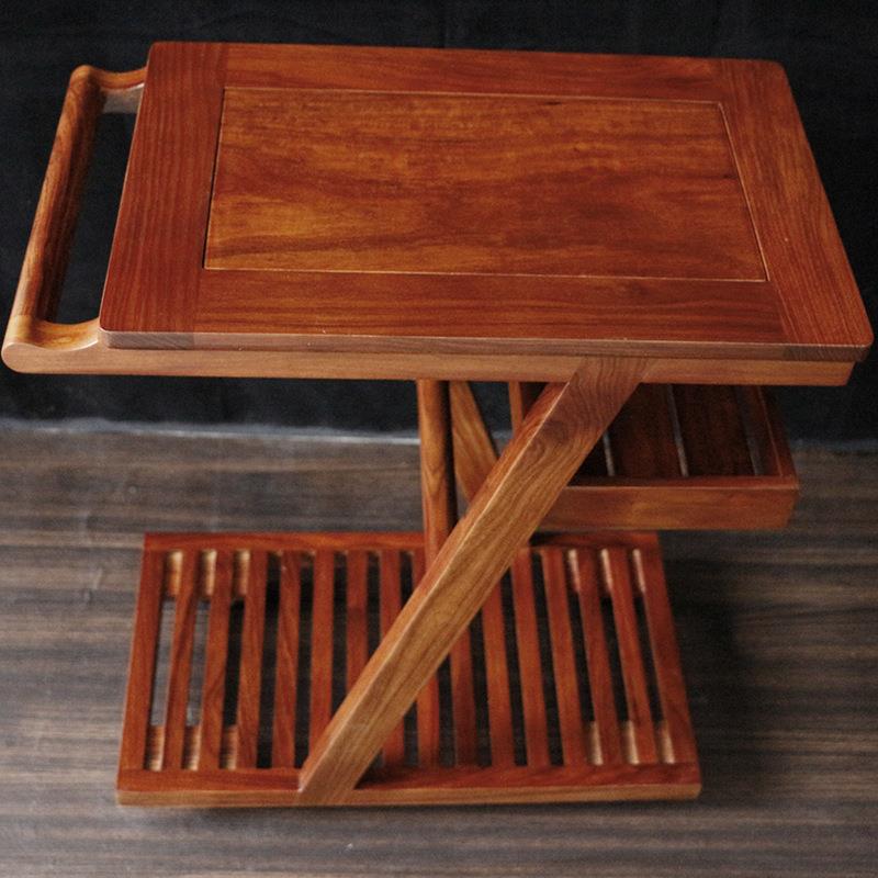 花梨边木可WA1-23移动小茶实木茶水台茶几架子电磁炉支车架茶桌柜