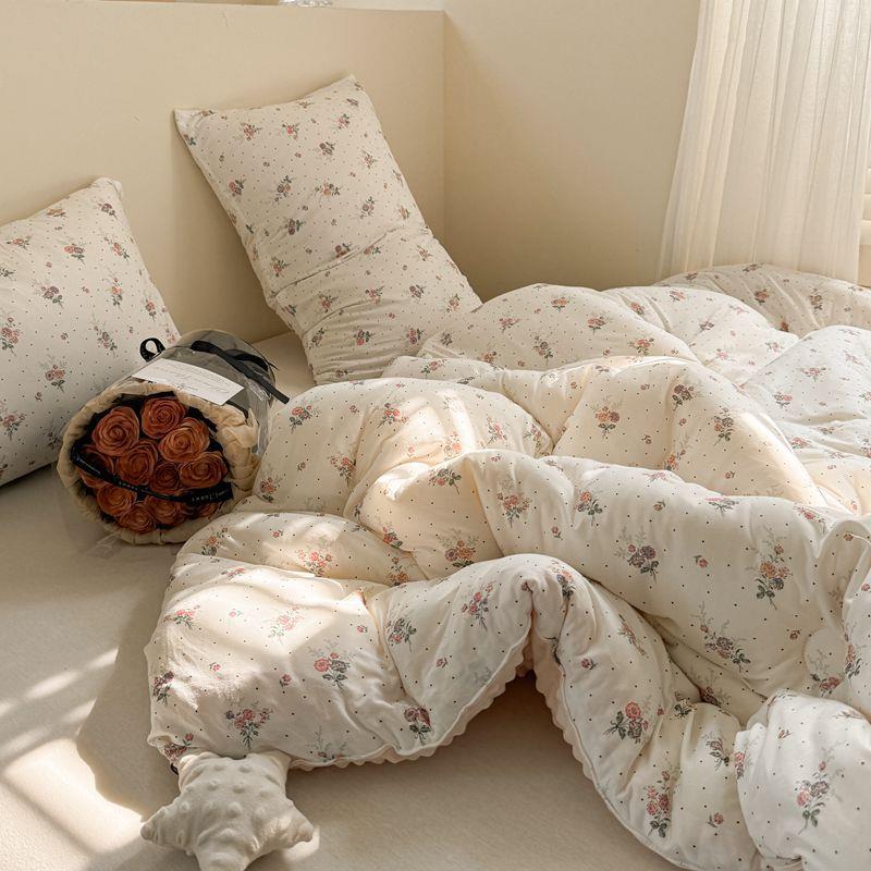 A类针棉冬季保加防厚暖豆豆绒被大豆被四IDE季寒软糯春秋被子织被