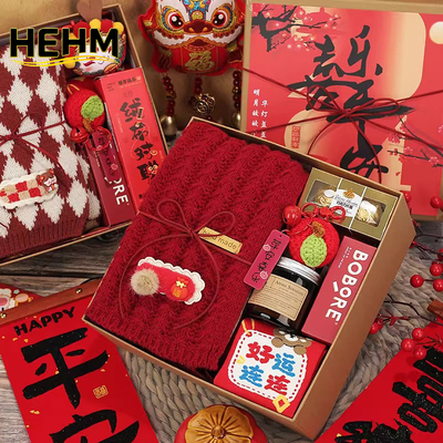 围巾礼品套装高档红色新年元旦