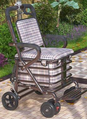 老人坐椅推可车FFT老年代步车手推车助力小推车推可人坐购物买菜