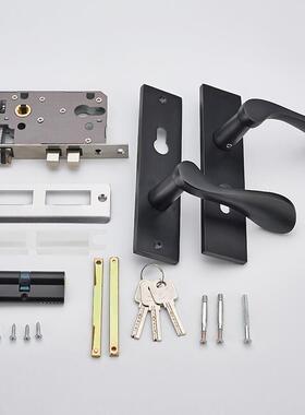 家黑色实心用太空铝门锁具简卧室室内执手锁木门防盗锁芯A303-T34