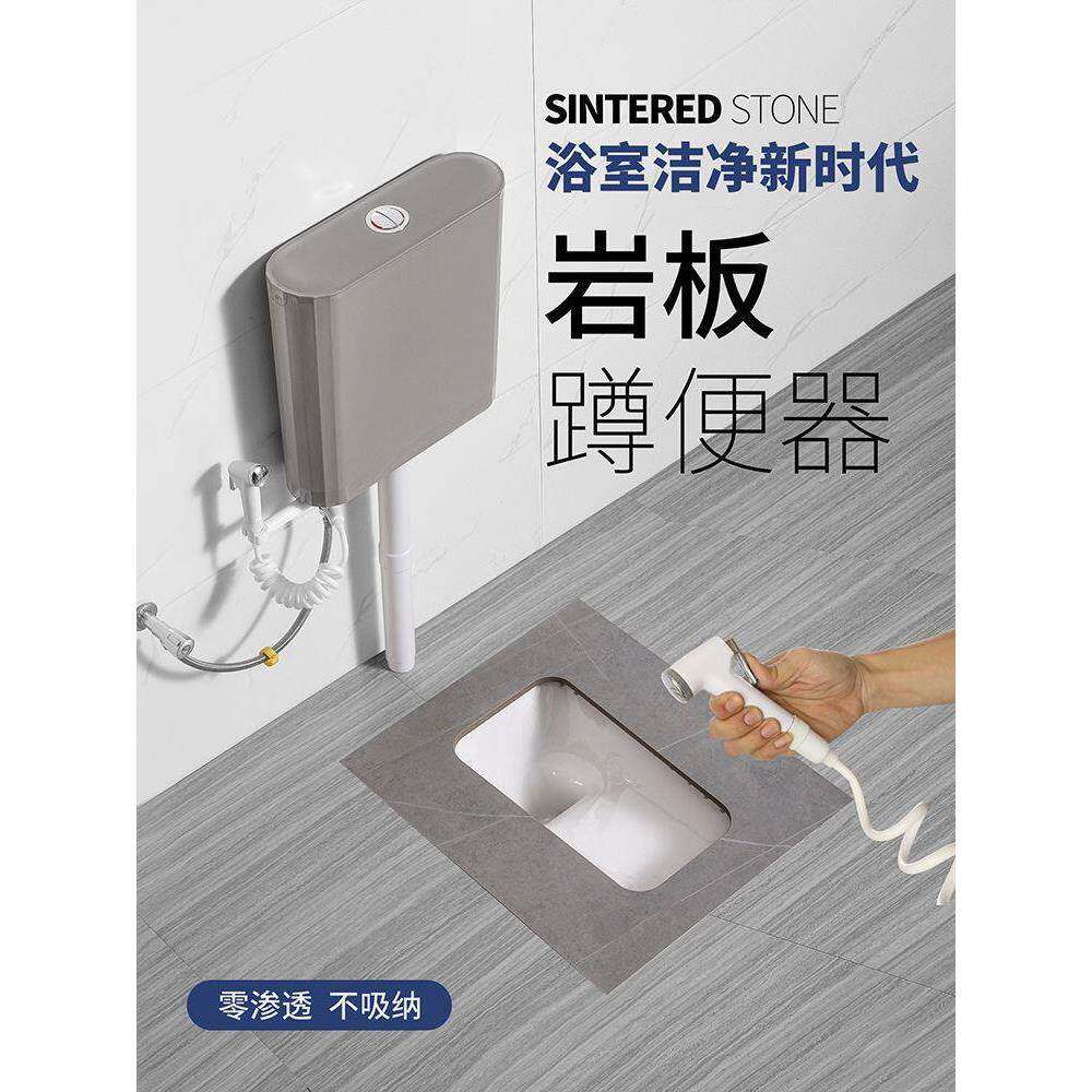 蹲岩803板蹲便器家用蹲坑式箱冲水整套装陶瓷便坑卫间生厕便池灰