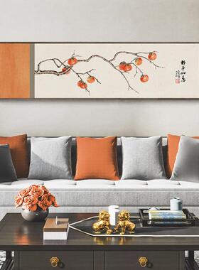 新中EM-1007式禅意装饰画风兰花客挂画卧床古头墙画横幅橙色壁室