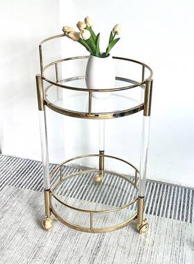 酒水车欧式推车亚克shbr345力墅圆形餐车茶不锈酒水车钢酒店别民