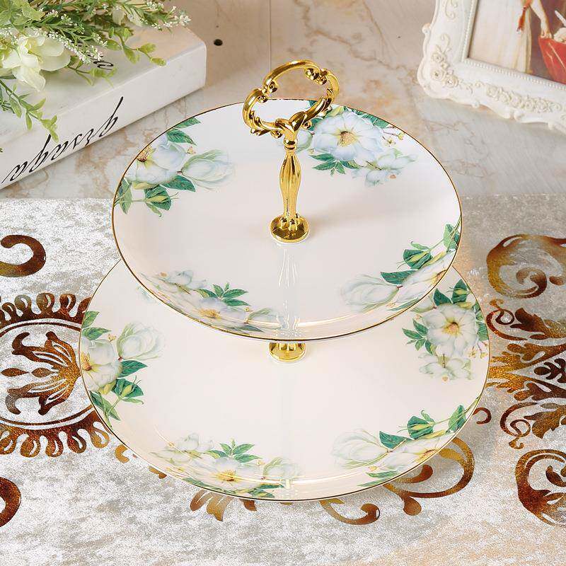 美道欧式三创意骨瓷下午茶盘层点无品牌/心架糖果陶瓷蛋糕盘盘干