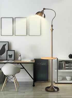 美式乡电镀本色落地灯复古眼41840卧村室铜床头学习落地灯书房桌