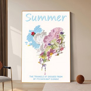 奶油风花朵创意客厅装 饰画3d立体感肌理摆画墙面壁画餐厅卧室挂画