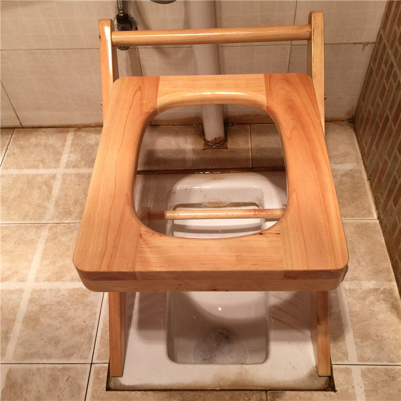 尚熙高35实木折叠坐便椅香柏木坐便凳孕妇老年人坐便器大便椅带桶