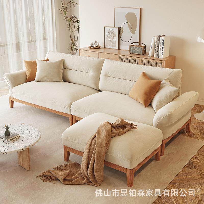 日布油艺沙发实木简约现代大小户SM-0003式型客原厅木沙发奶风直