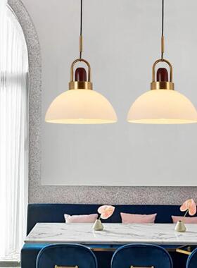 北欧餐厅玻台璃吊灯BYG-310单头简形约创意圆半圆白色吧店铺装饰
