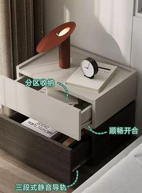 轻XCZ木颗粒板简约现代整奢床头柜装免漆收实纳储物柜源工厂一件