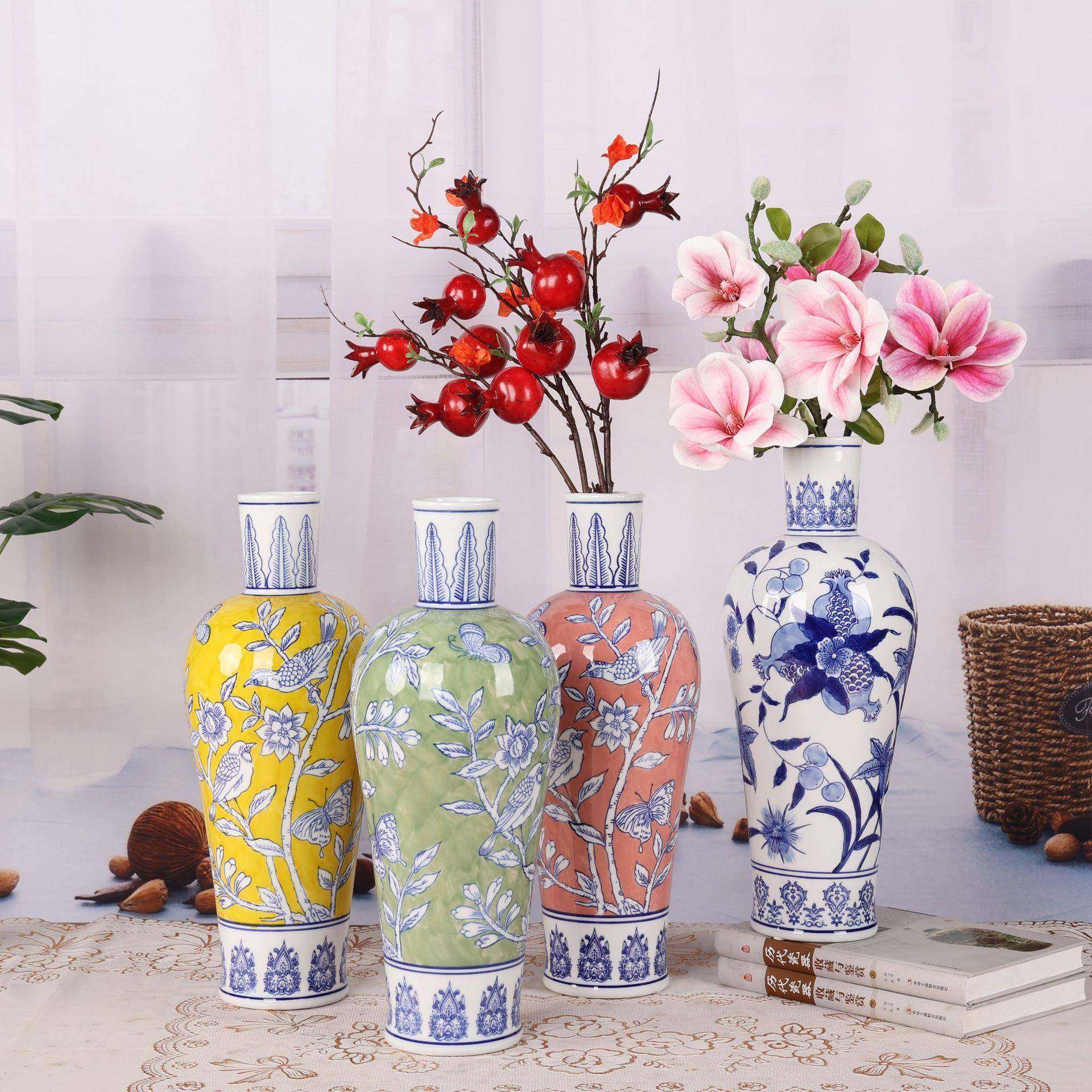 新中式花瓶花青瓷花瓶高级客厅装瓷/瓶饰花瓶插感花摆件陶瓷花瓶,家居饰品,花瓶,淘宝优惠券,粉丝福利购,淘宝优惠卷