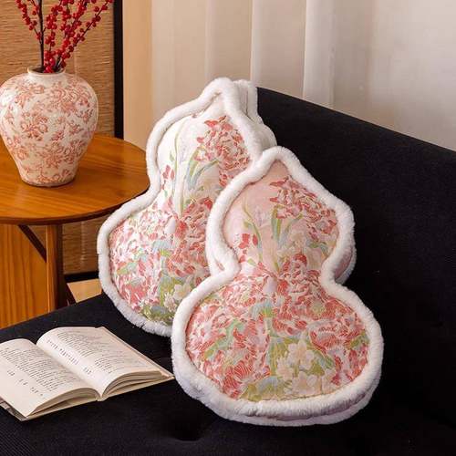 新中式靠垫风主粉色坐墩围20252202芍药高级感长条抱枕客厅沙发靠