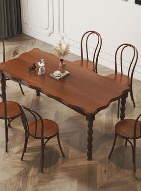 烤现代简约实木长餐桌漆油白色法式餐桌椅CFB组合奶客厅美式网复