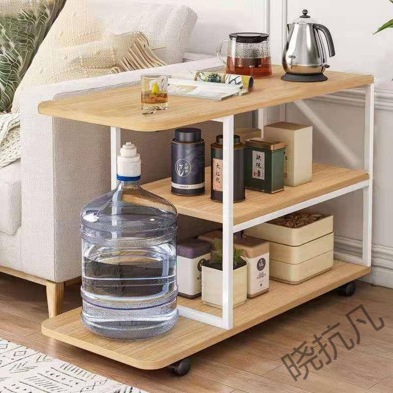 xk3f简约层带BUO轮窄边方形茶几边几可移动多茶几迷架你置物沙发