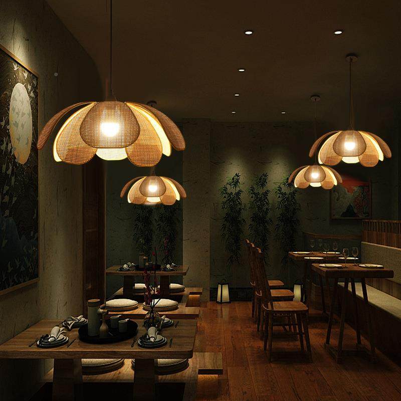 餐厅吊灯日式卧941编织宿编房间室客厅灯藤花瓣民创意个性原木风,家装灯饰光源,智能吊灯,淘宝优惠券,粉丝福利购,淘宝优惠卷