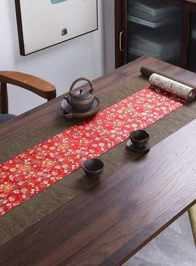 禅堂团花锦缎茶席桌布中织HVK道锦茶巾茶垫日式式禅艺意茶帘布艺