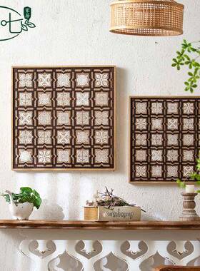 美村式乡A2716墙壁画入壁户玄关遮丑创意小格子饰壁客厅沙发背景