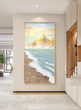 过奶油植风北欧玄关装饰TYW画侘寂新绿走廊道挂画入户对清门壁画