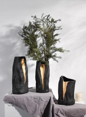 陶瓷花瓶现代简约TS301-TS磨花砂器厅样房家居装板饰饰品摆件干花