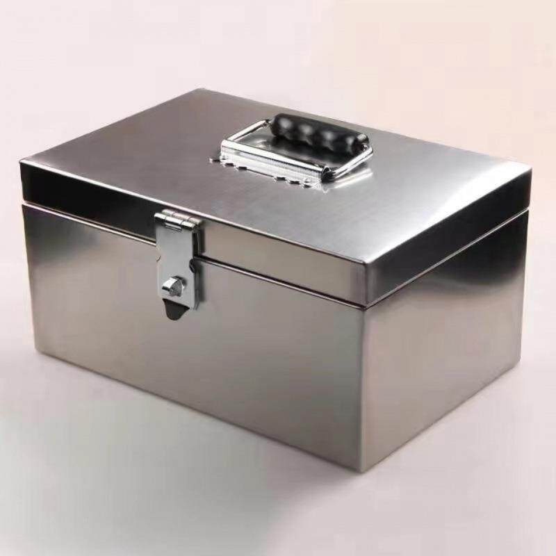 不钢锈收纳盒存钱收钱522箱存钱箱金收银箱箱手提市现盒子工罐具