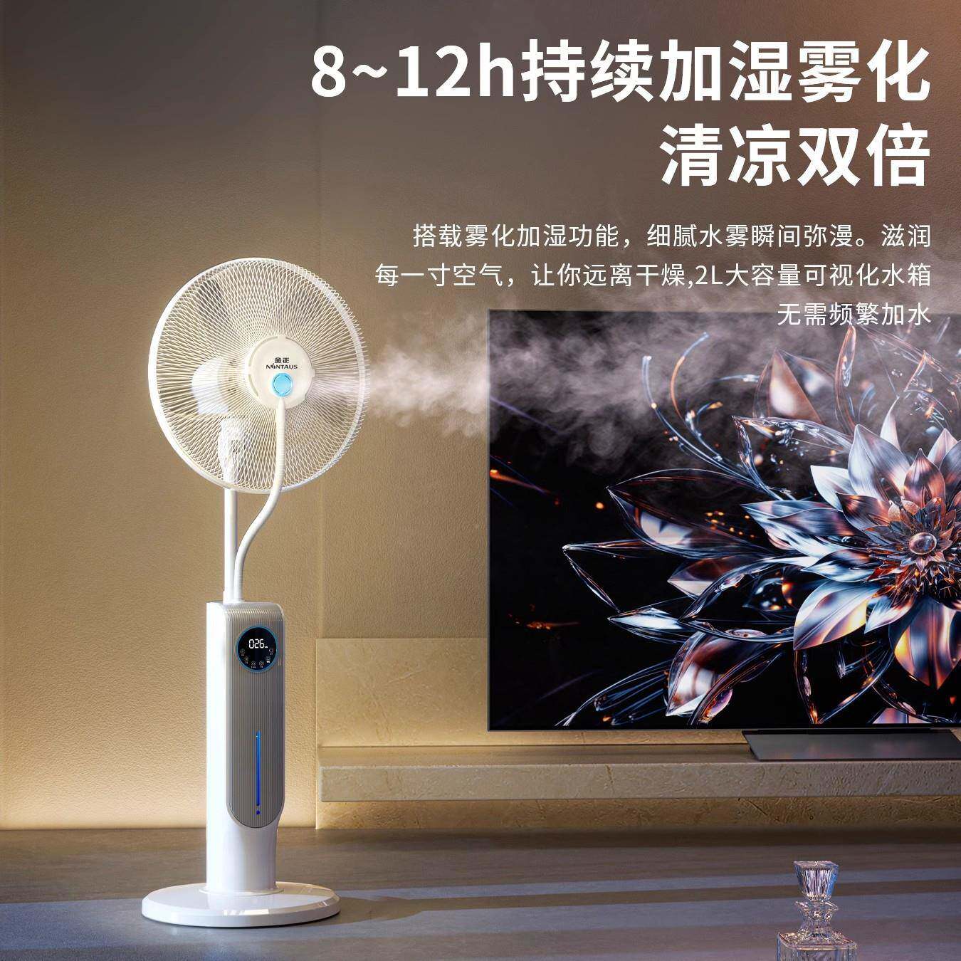 地金正新款雾化电风扇超静音家用卧静60441音大空气循环落扇室台