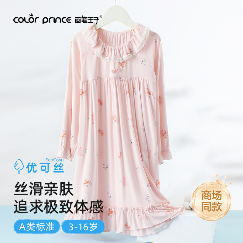 画笔王女童A类长袖公主睡裙图片