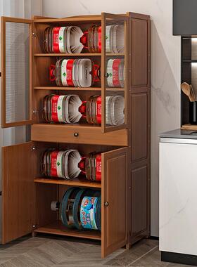 I1全竹柜厨房SLS餐老边柜透气小用碗柜架家碗橱储物简易实木式菜