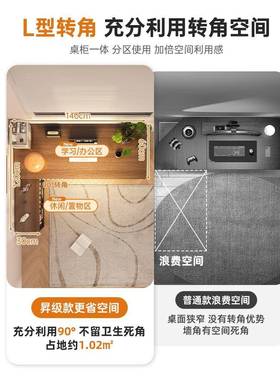 转角书桌书架一体卧UDM桌子古学生学习桌室L家用写字桌中风型电脑