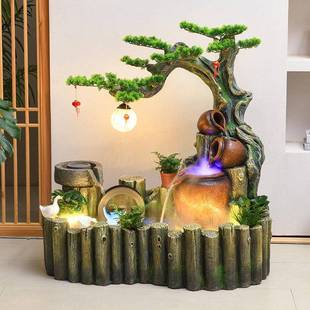 田园假流水喷泉客厅鱼池户庭山装院入阳台造景办96公室落地饰摆件