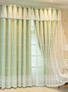窗纱窗帘遮光2025新双女46176层带纱一体轻现代简约儿童款房孩奢