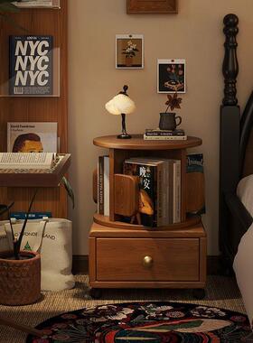 实转木架家用卧室旋移动儿童书书柜床头柜带轮PZM床边纳置物收架