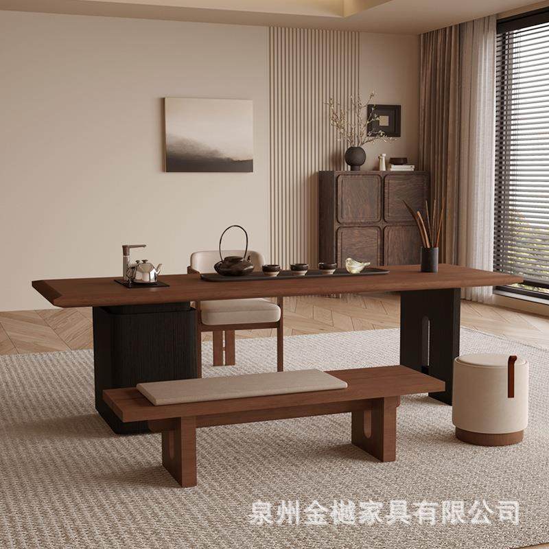 实木中JUS古风实木款茶桌椅组合家用小台新茶办公室大茶板泡桌子