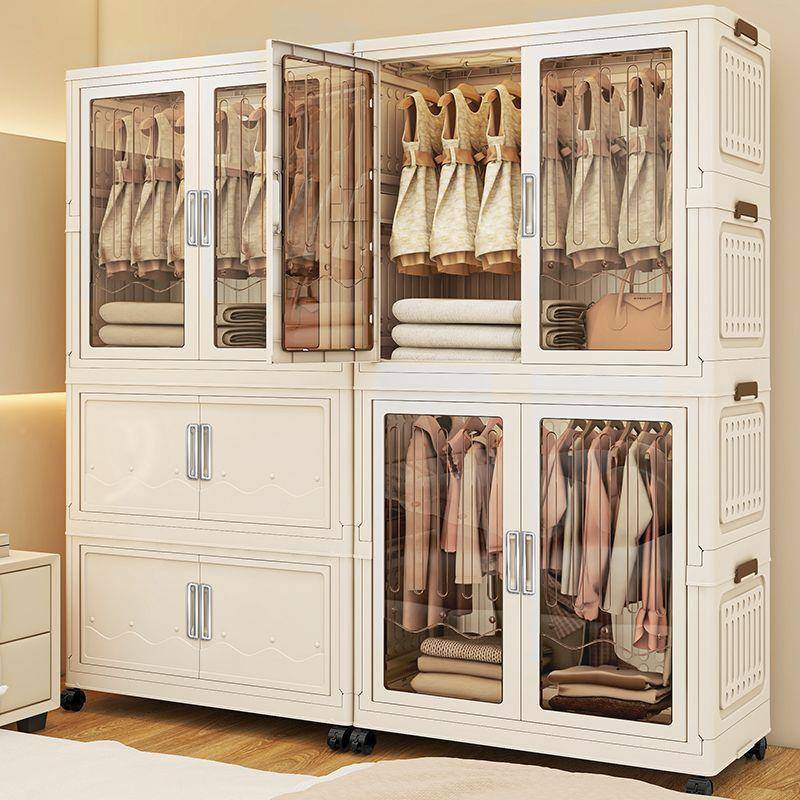 爆款免装简安储易衣494柜家衣服被子物柜儿童衣橱折用叠收纳柜子
