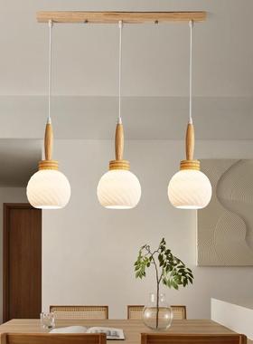 网家红餐厅20650吊灯奶油原木灯风设计师三头木艺日用吧台茶室式
