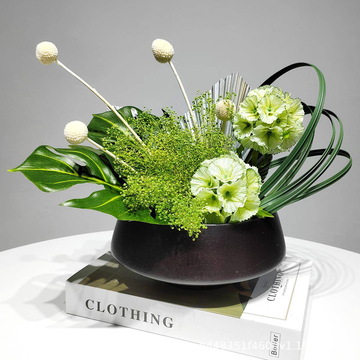 新式仿891真绿植花艺餐桌摆设客几厅板间售楼中处茶装饰样品轻奢