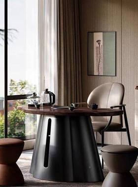 轻奢阳台ESV北美客黑胡桃木茶台桌钢厅高端不锈茶闲桌椅休极简茶