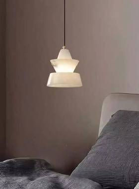 代全铜天然石轻奢床头小7吊灯现新中式卧室餐书房创意云吧台厅吊