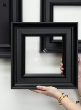 简现代小HW4ynP5A黑色框镜油画外框画框框古典实木中古相框约装裱
