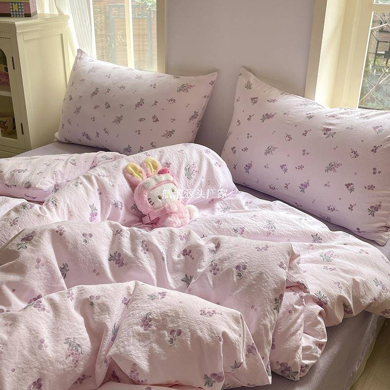 双层纱被套150x20HPWOAYQE0mx20c单人学单生宿件舍水洗棉被罩四件